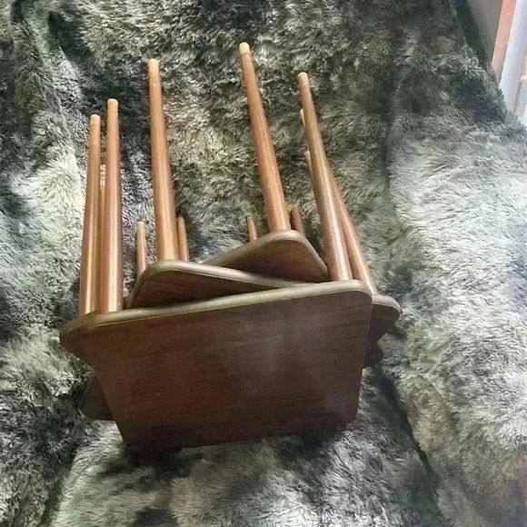 Set of  3 Mid Century Danish Modern Wood Formica Stacking Nesting
Tables - Picture 11 of 16